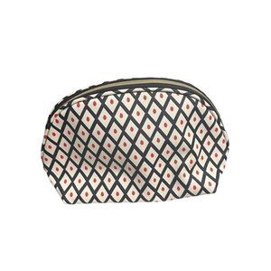 BEAUTIFUL Dabney Lee Women's Blue White Red Diamond Dot Make Up Bag Pouch Clutch